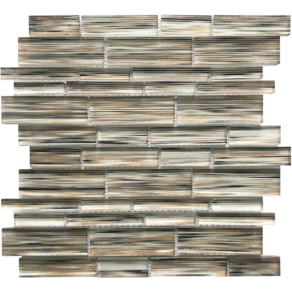 Aquatica Hawks Nest Multi Linear Glass Mosaic Tile 12x12 - Brushstroke Pattern