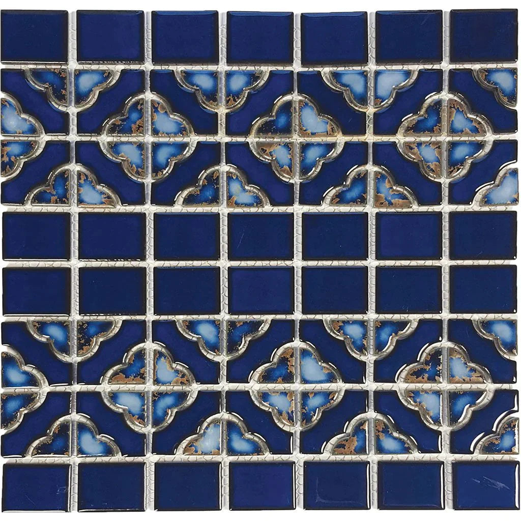 Aquatica Terra Blue Porcelain Mosaic Tile 12x12 - Mesh Backed