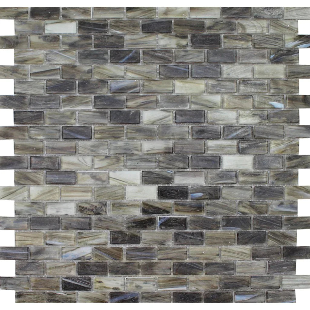 Carbon Glass Mosaic Tile 12.25x12.75 - Aurora Collection Glossy Finish