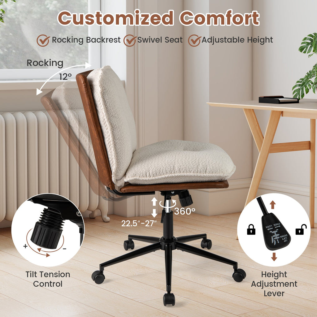 Armless Home Office Chair with Rocking Backrest
