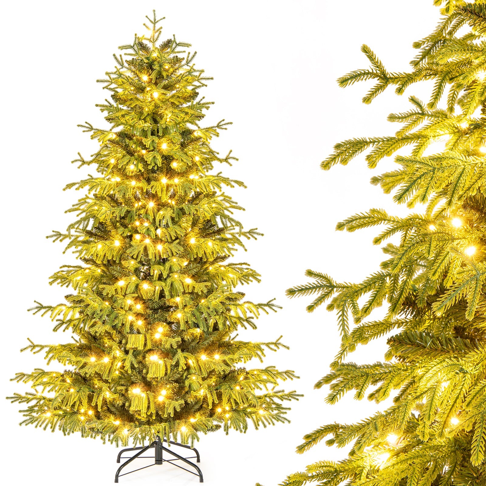 Artificial Christmas Tree with LED Lights and PVC Mixed Branch Tips