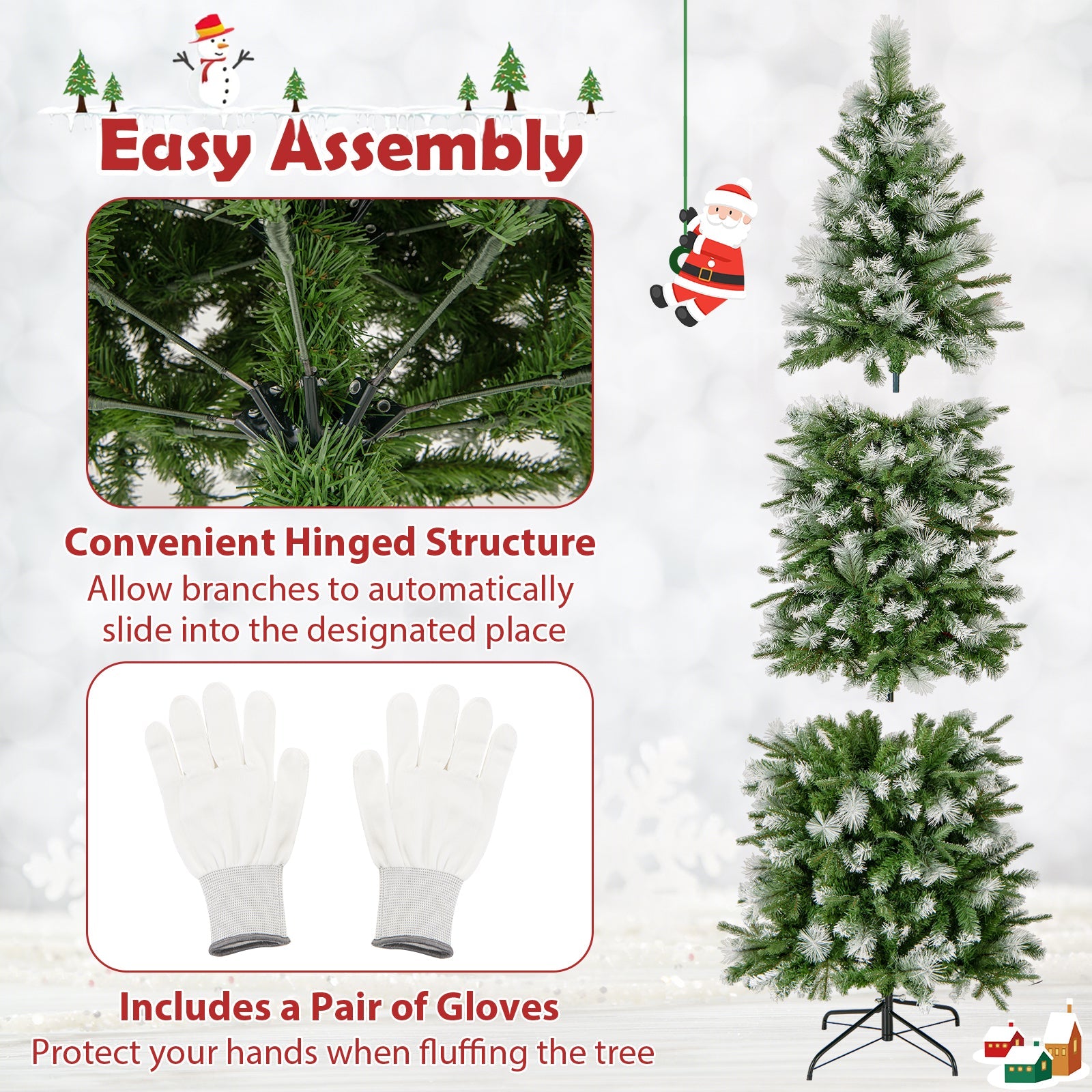 6/7.5/9 FT Artificial Christmas Tree with Warm-White LED Lights