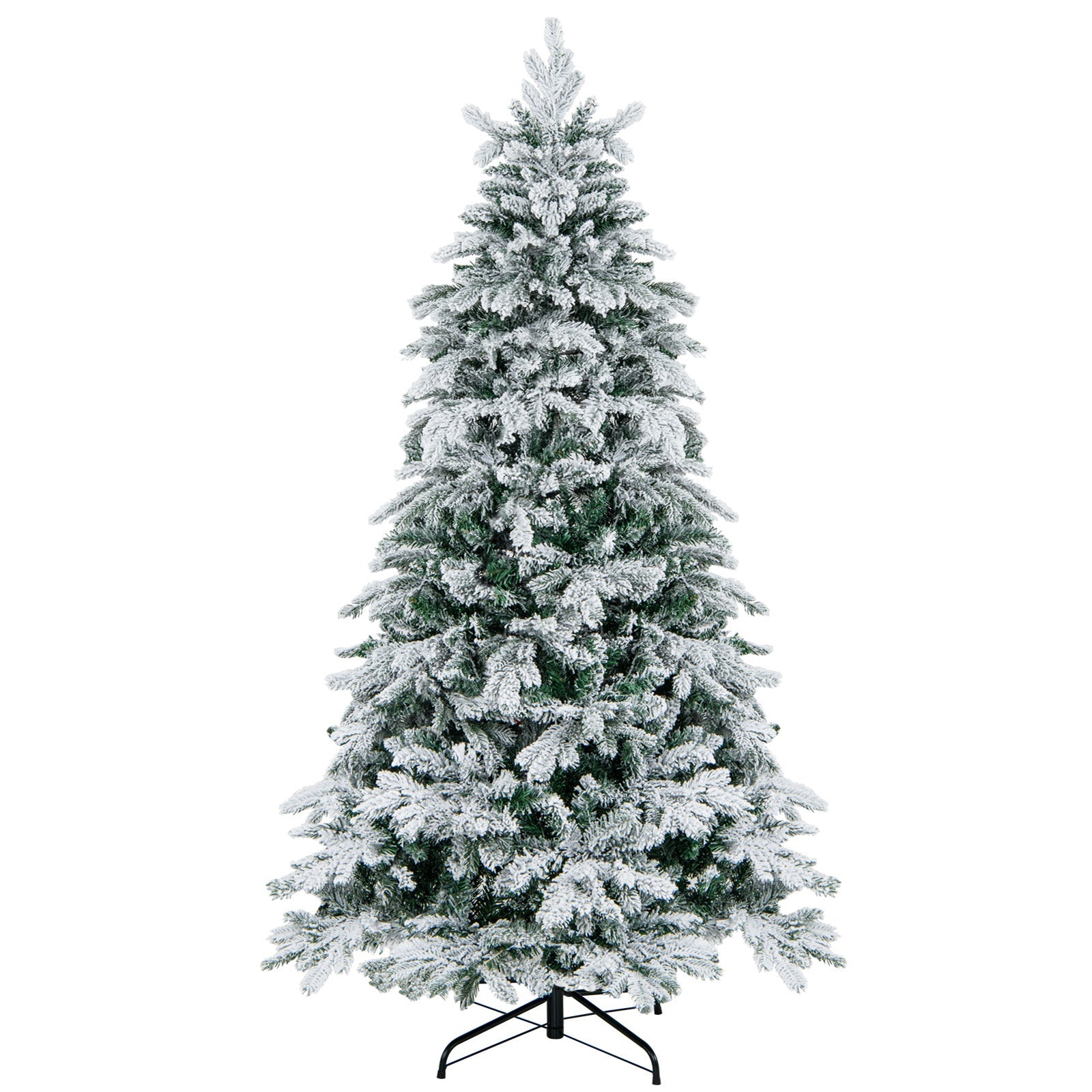 4.5/6/7 Feet Flocked Christmas Tree with Warm White LED Lights