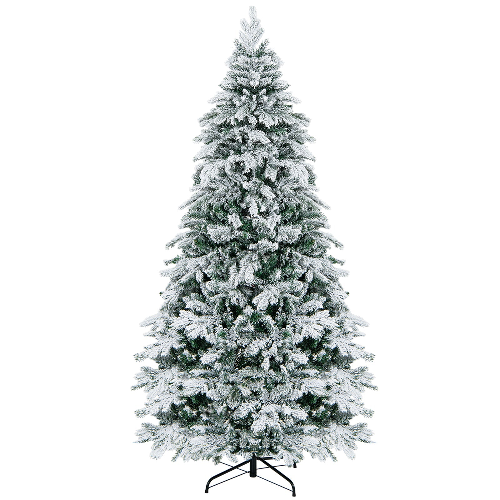 4.5/6/7 Feet Flocked Christmas Tree with Warm White LED Lights