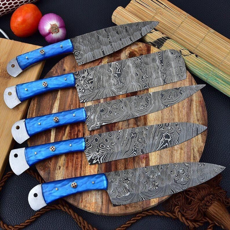 Custom Handmade Damascus Knife Kitchen Set