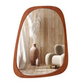 Asymmetrical Abstract Irregular Shaped Wall Mirror with Rustic Frame-Natural