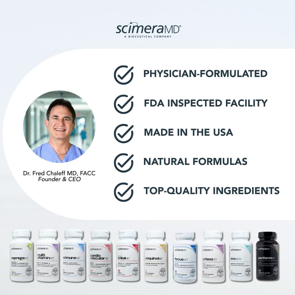Scimera MD® MultivitaminMD Full-Spectrum Supplement Capsule with Minerals, Antioxidants, and Superfood Combination for Metabolism, Joint Support, Hair, Skin, and Nails, 60 CT
