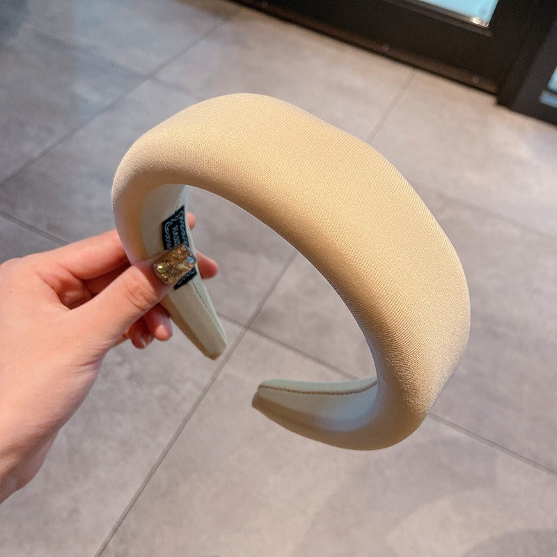 Candy colored thick sponge hair hoop for women's solid color wide edged and minimalist headband