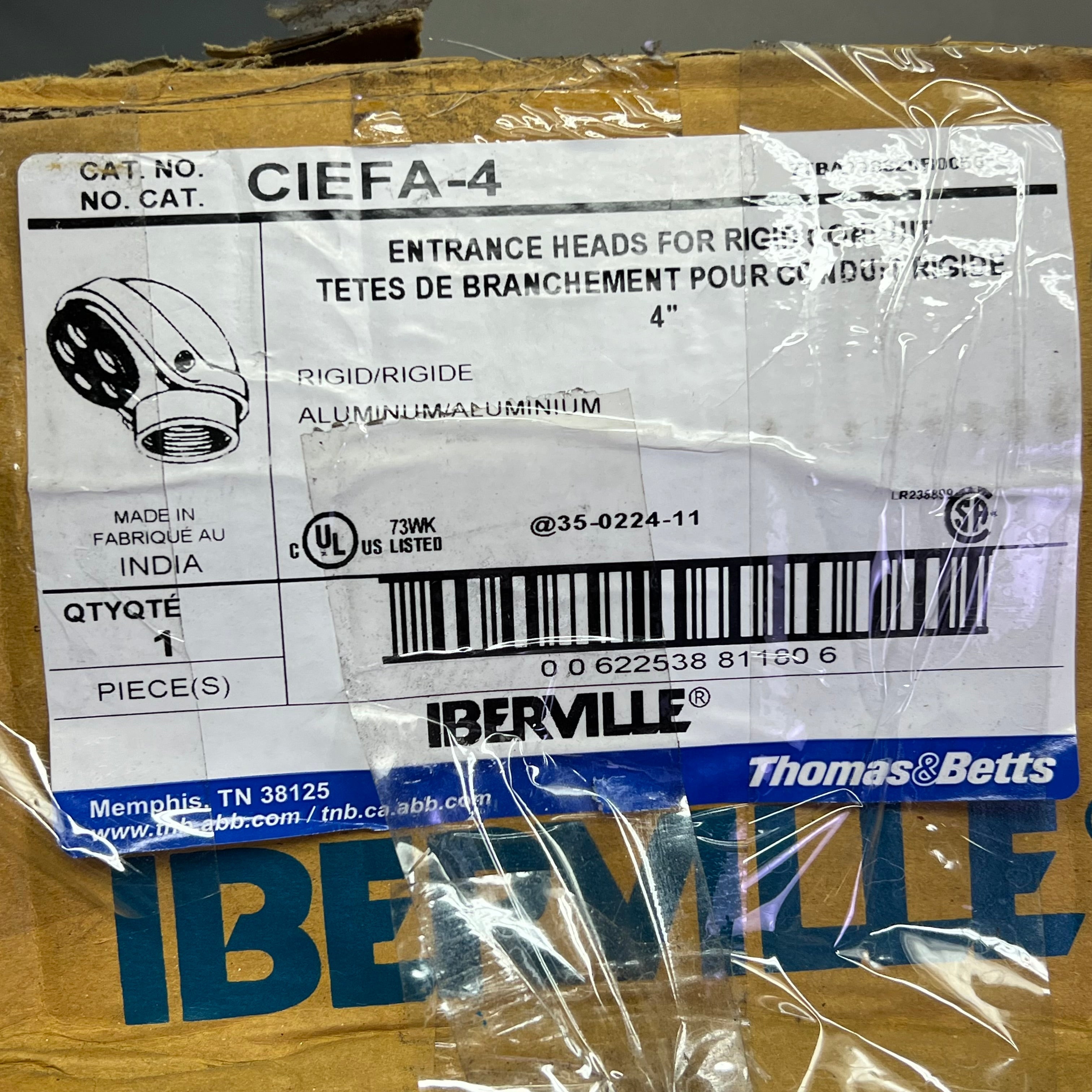 IBERVILLE Entrance Head For Rigid Conduit Cast Aluminum 3" Trade Sz CIEFA-4