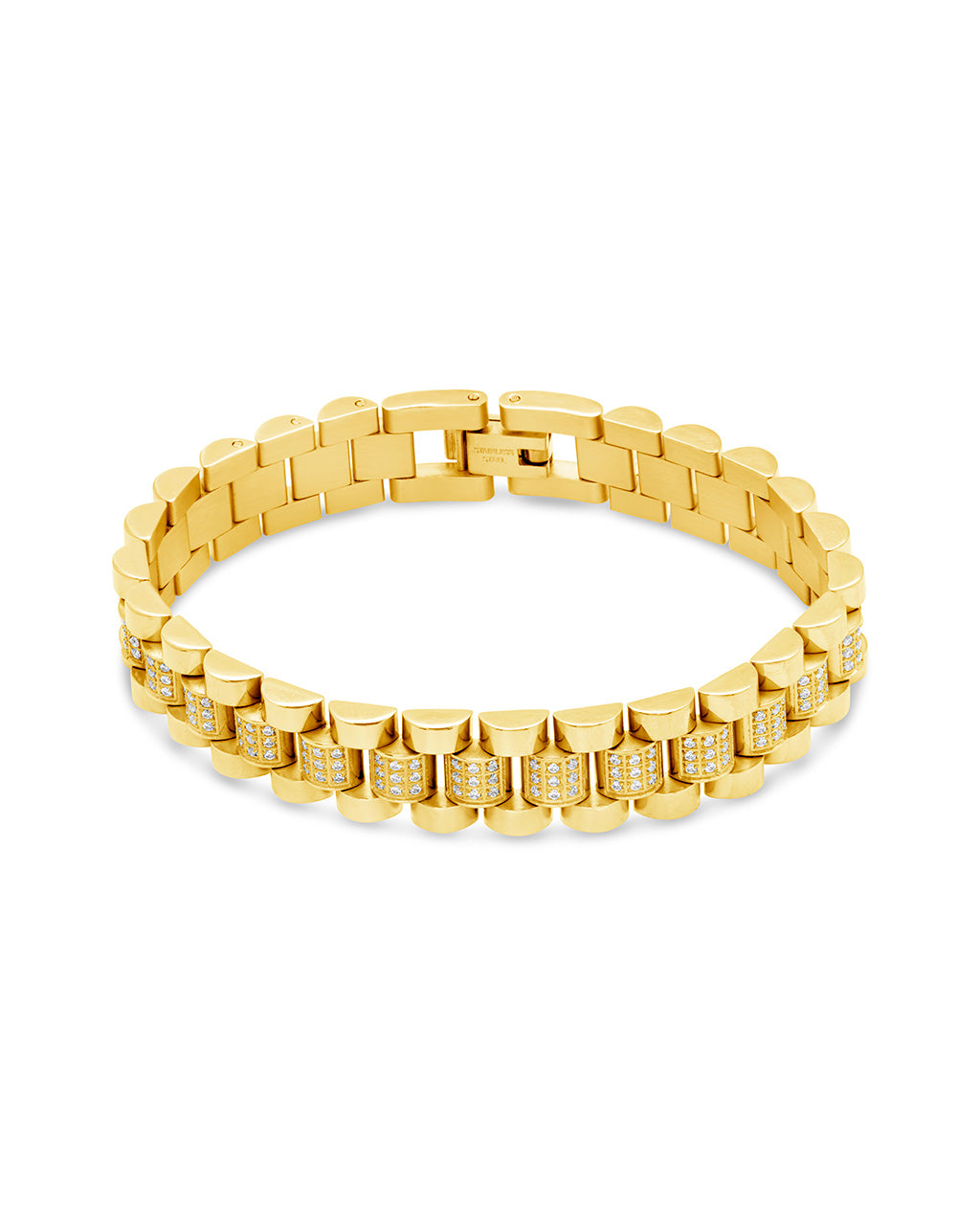CZ Accent Watch Band Chain Bracelet