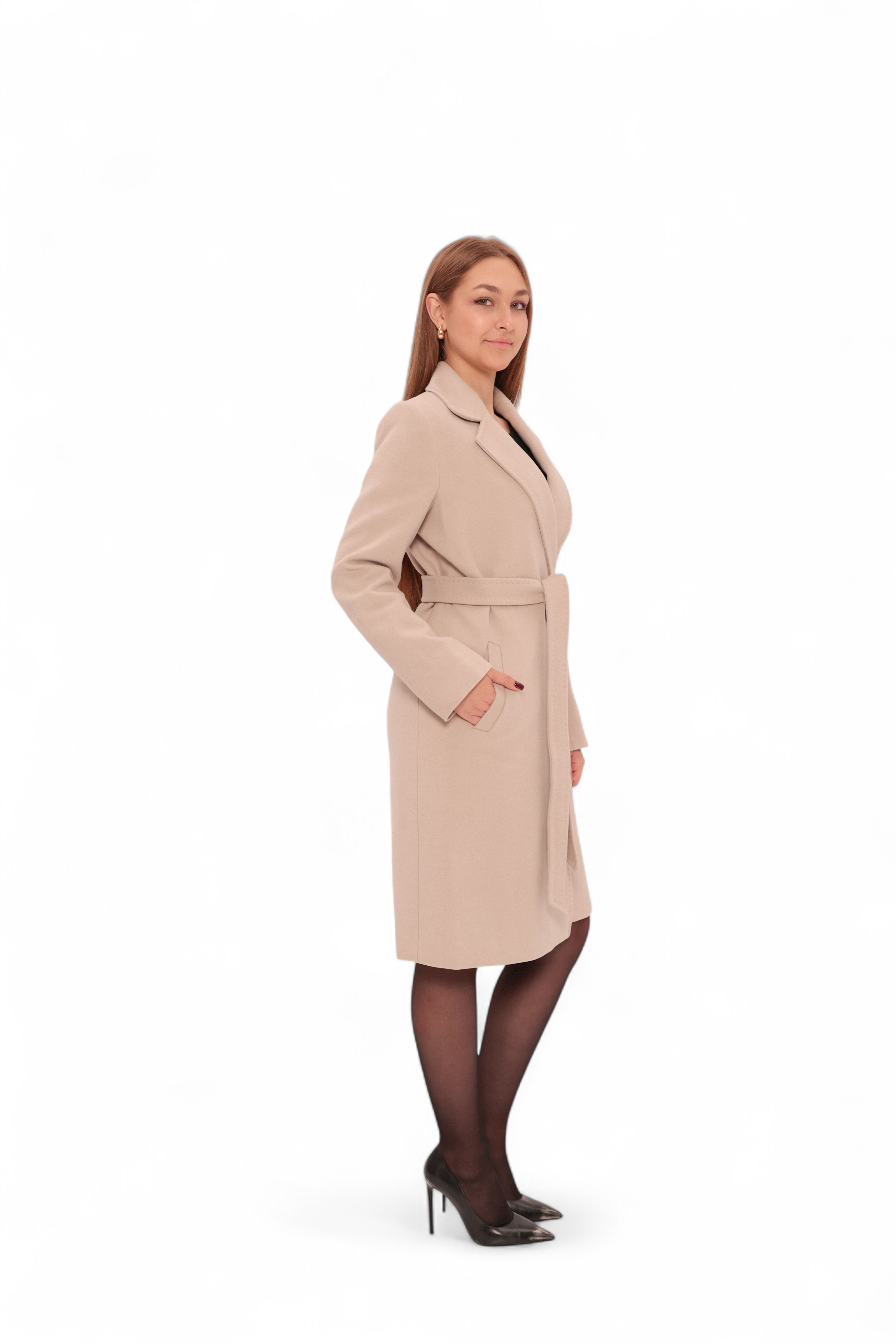 Windsor Classic Wraparound Cashmere Blend Overcoat in Beige