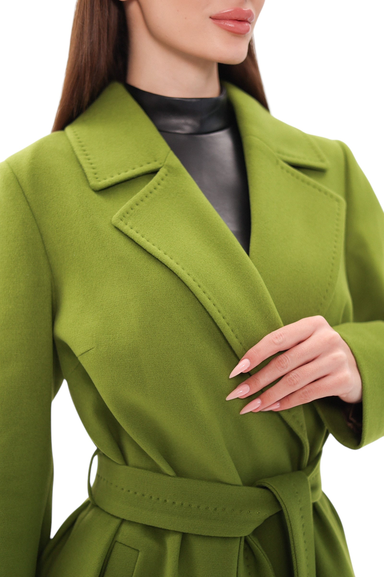 Astoria Classic Wraparound Wool Blend Overcoat in Pistachio