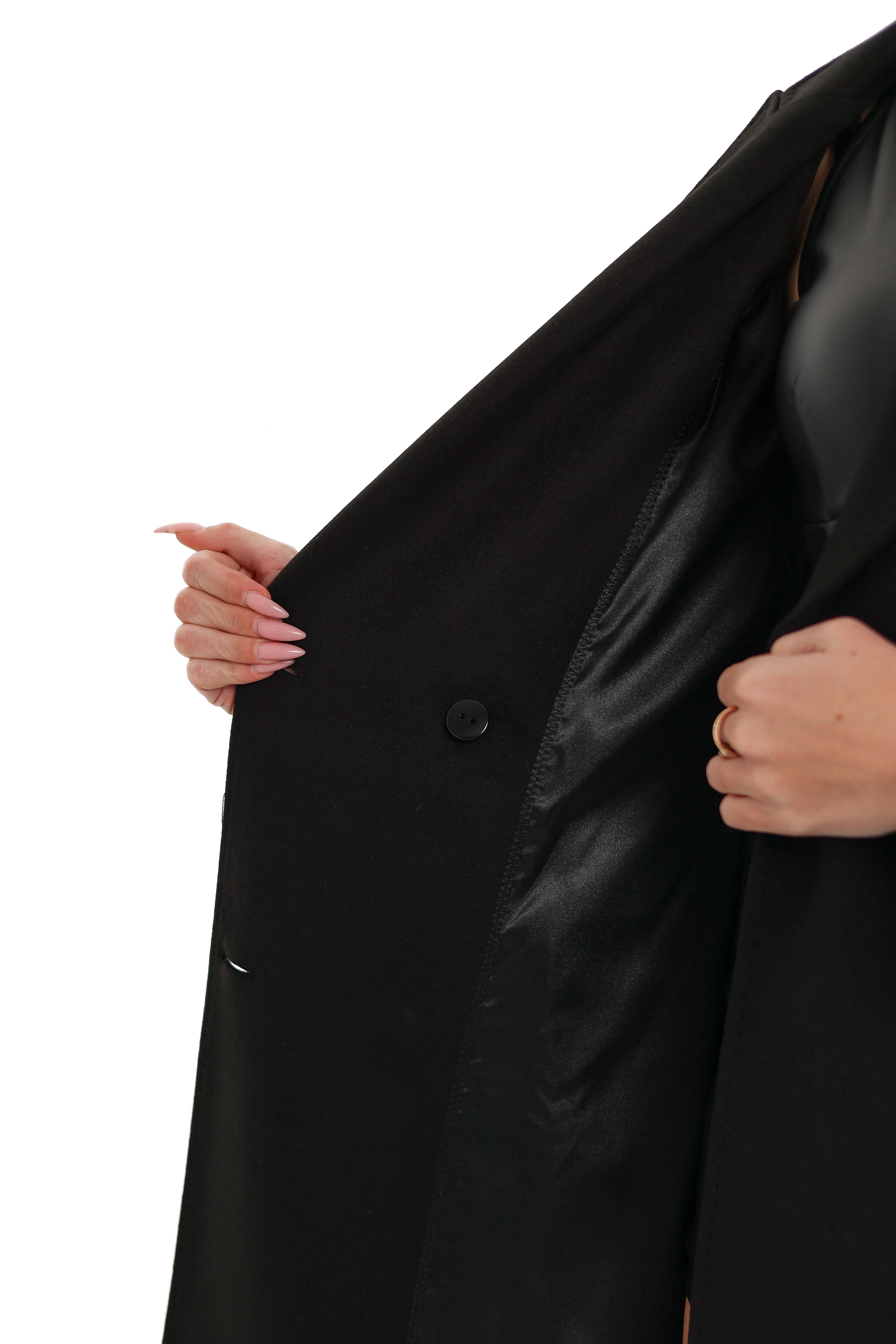Alaska Longline Cashmere Wool Blend Coat in Black