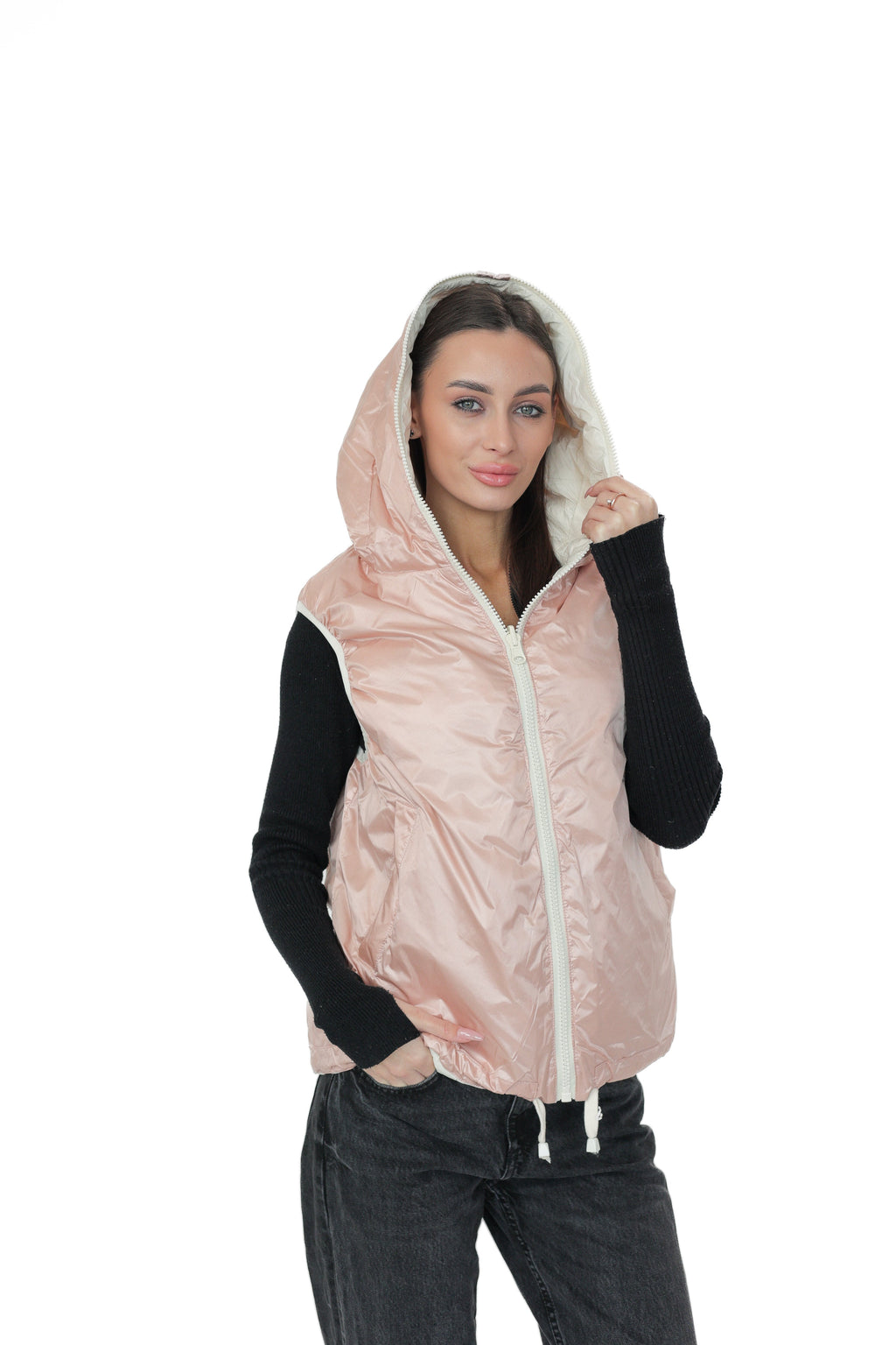 ⇆ Reversible Light Insulated Vest Powder | Ivory