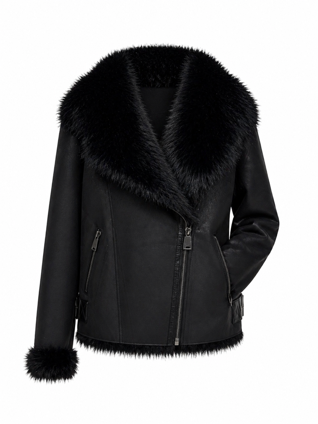 Estella Faux Fur Jacket in Black