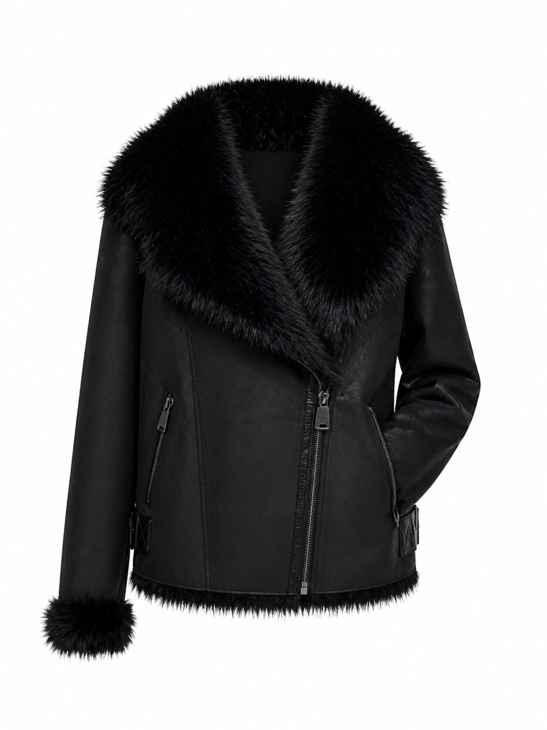 Estella Faux Fur Jacket in Black