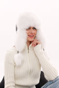 Genuine Polar Fox Fur Genuine Leather Hat