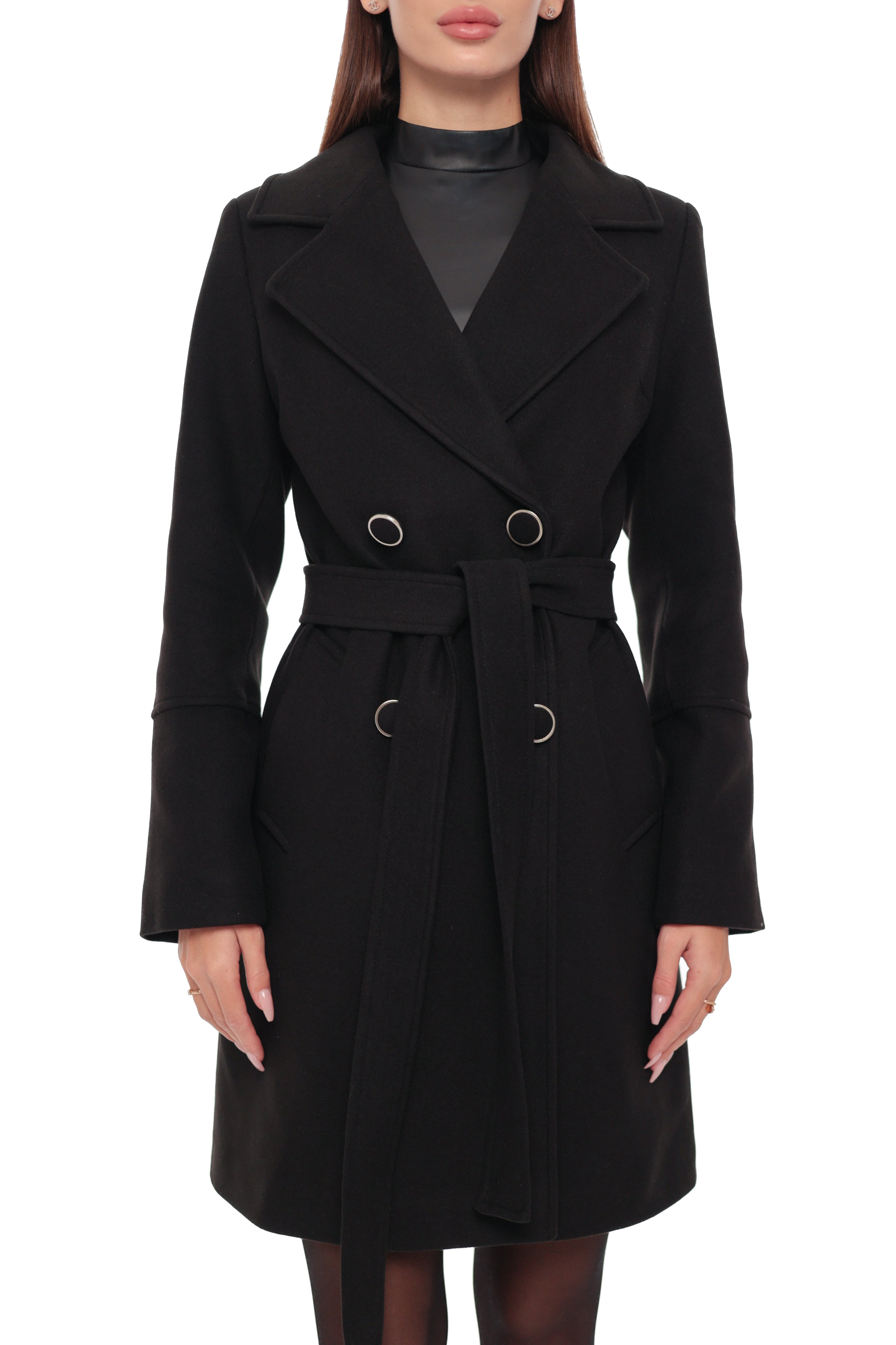 Zuri Cashmere Blend Overcoat in Black