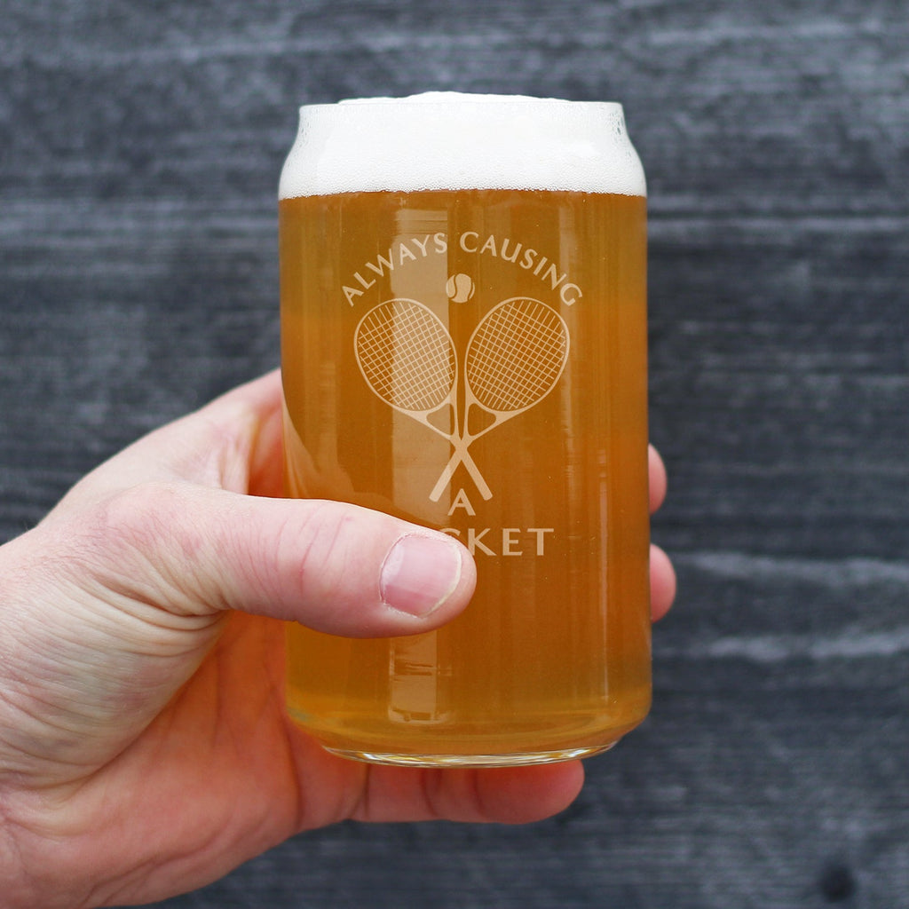 Causing a Racket - 16 Ounce Beer Can Pint Glass