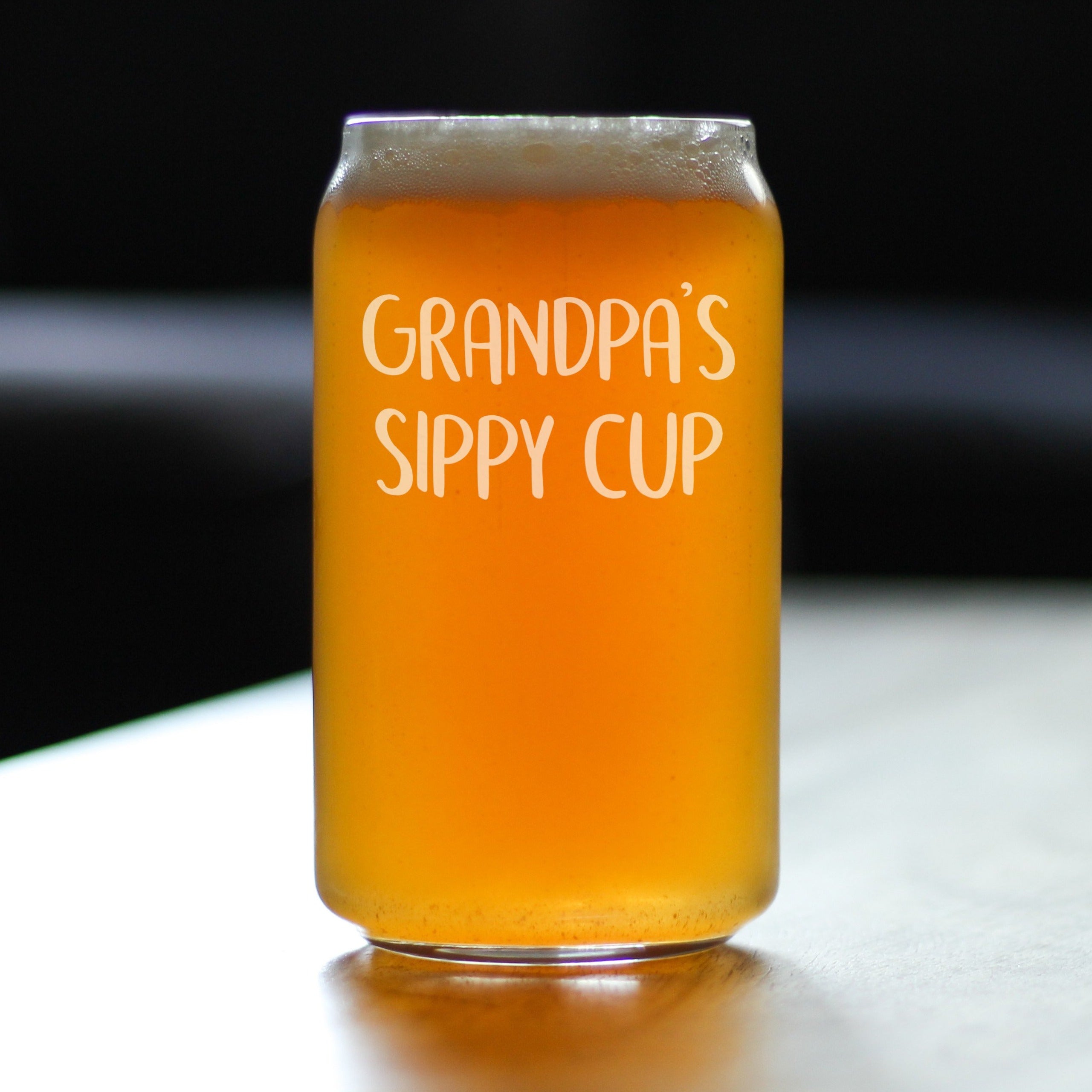 Grandpa's Sippy Cup - Funny Beer Can Pint Glass Gift for Beer Drinking Grandfathers - 16 Oz Mixing Glass for Lagers and Ales