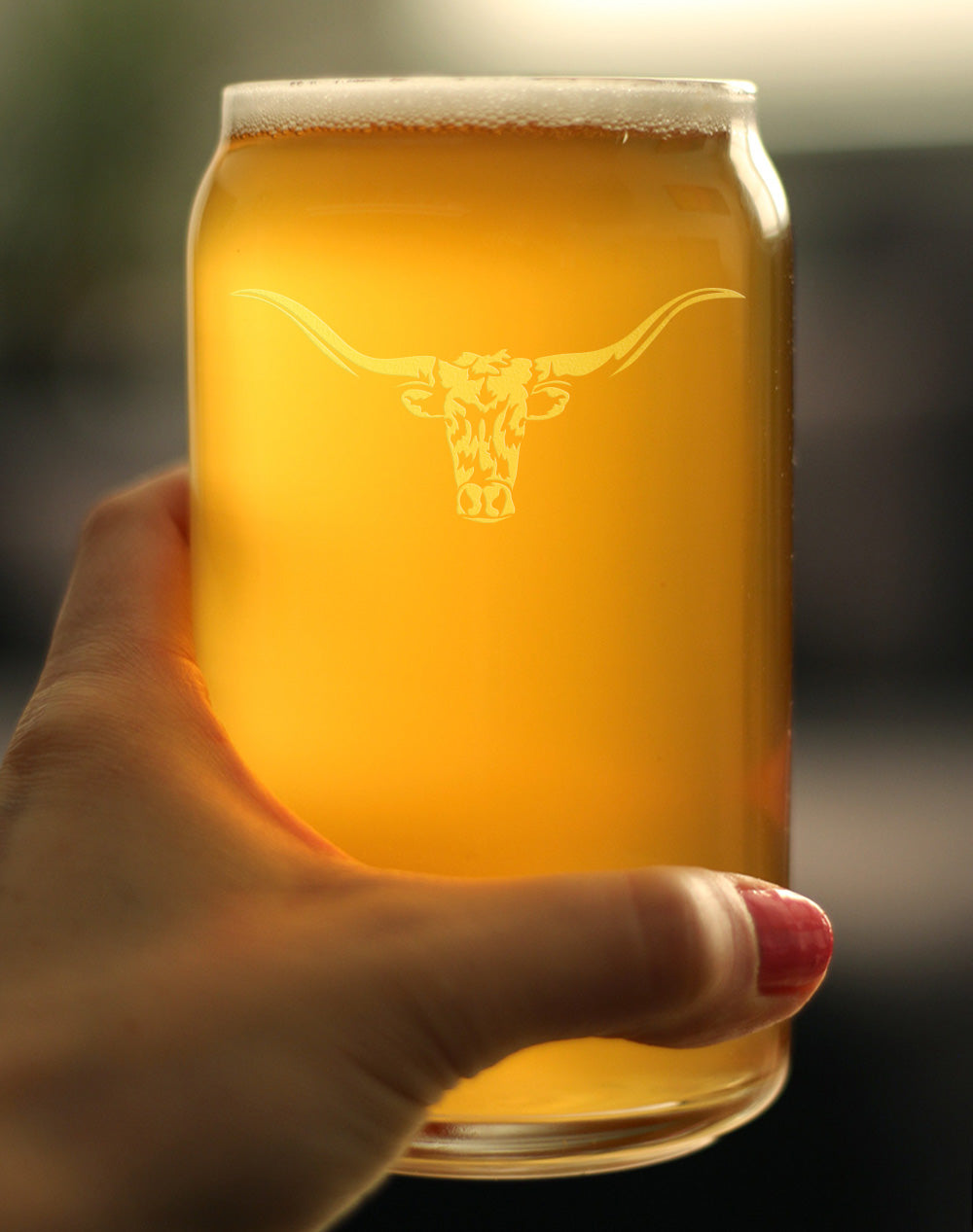 Longhorn Beer Can Pint Glass - Western Themed Farm Decor and Gifts for Texan Ranchers - 16 Oz Glasses
