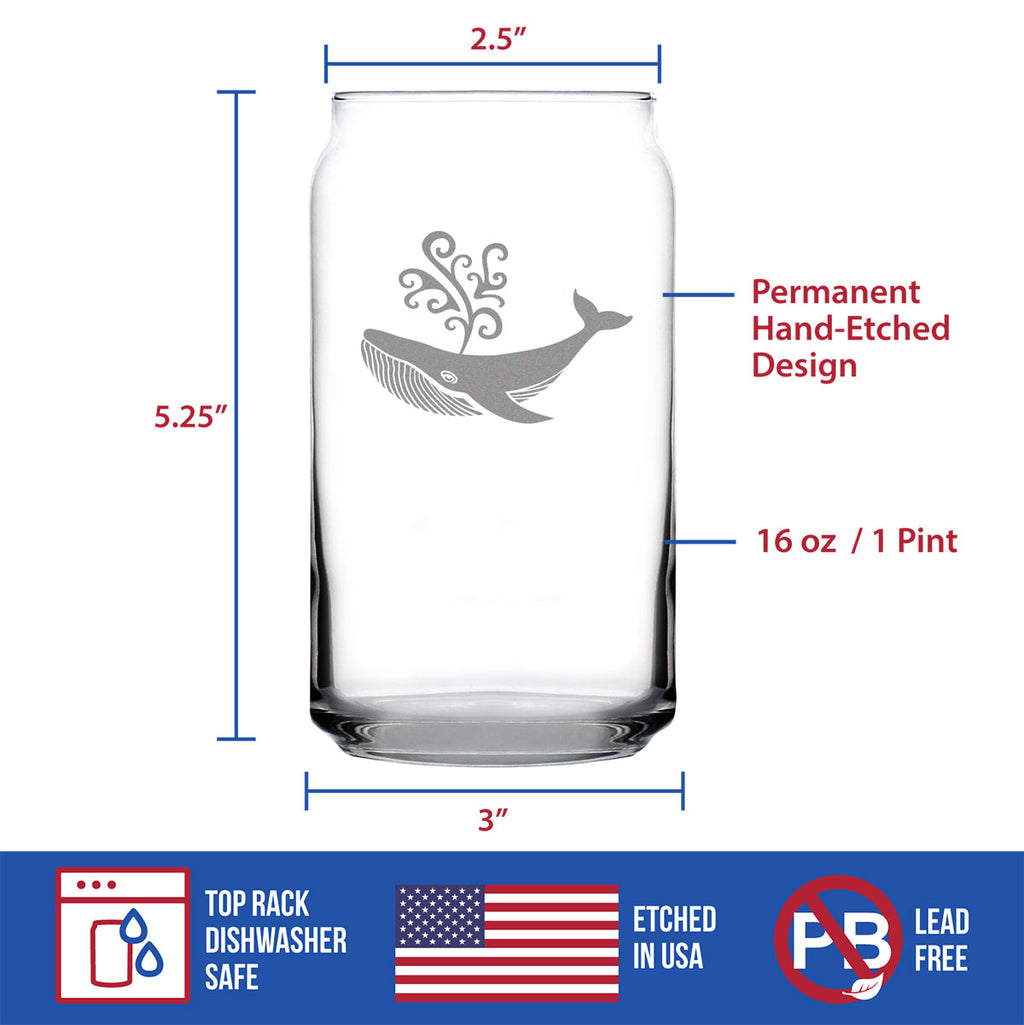 Decorative Whale - 16 Ounce Beer Can Pint Glass