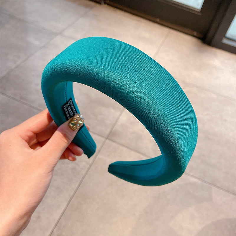 Candy colored thick sponge hair hoop for women's solid color wide edged and minimalist headband