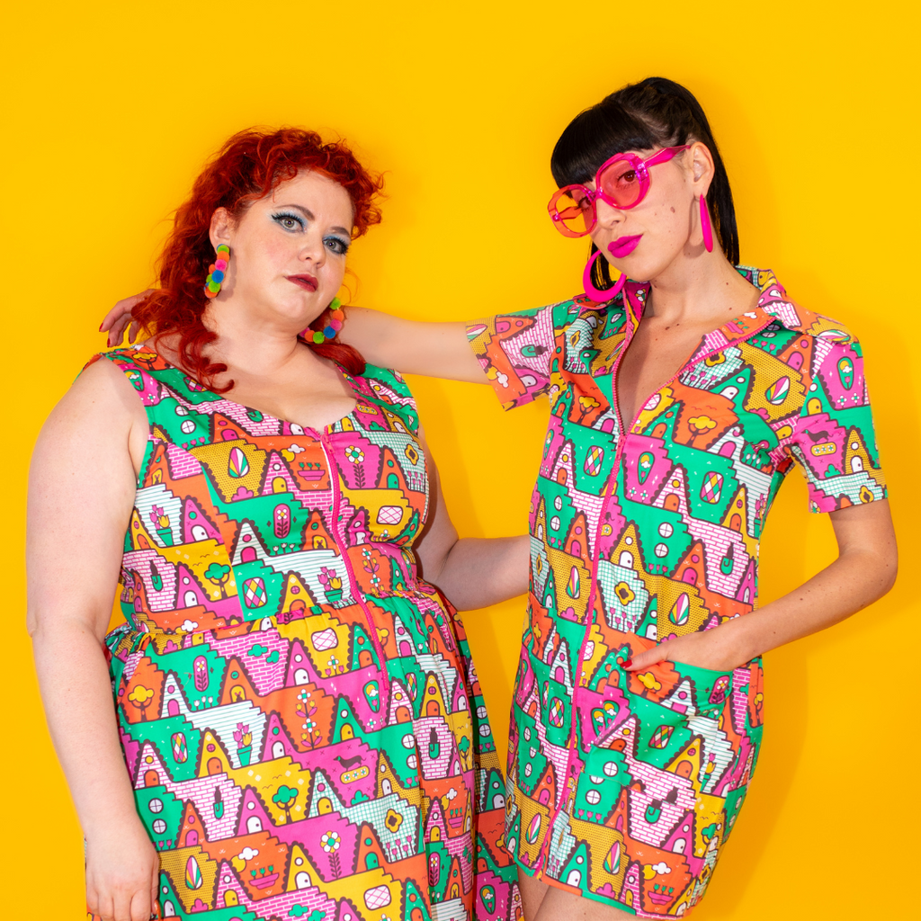 8-Bit A-Frames Minidress in Bright Day