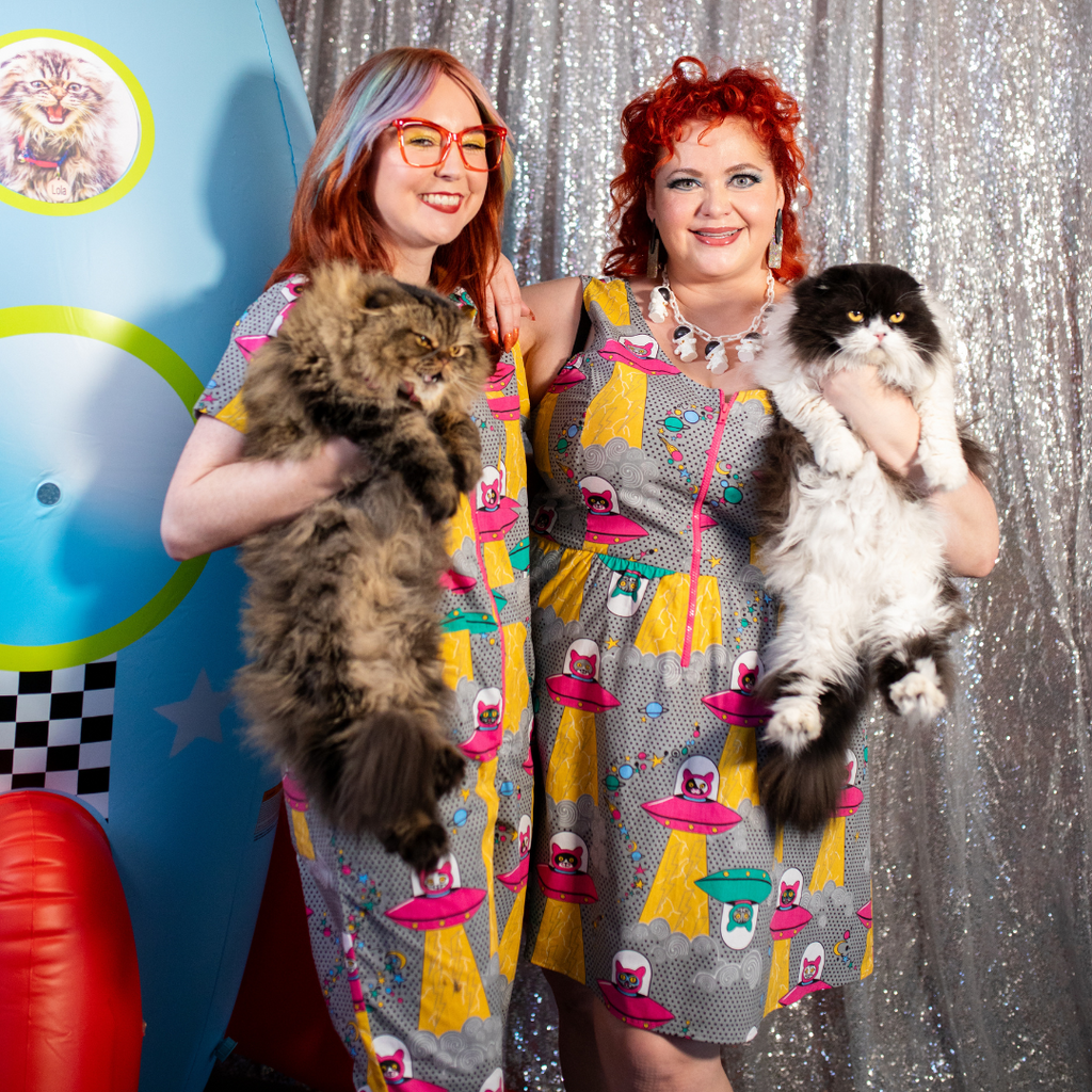 Cats in Space Jumpsuit in Asteroid Field