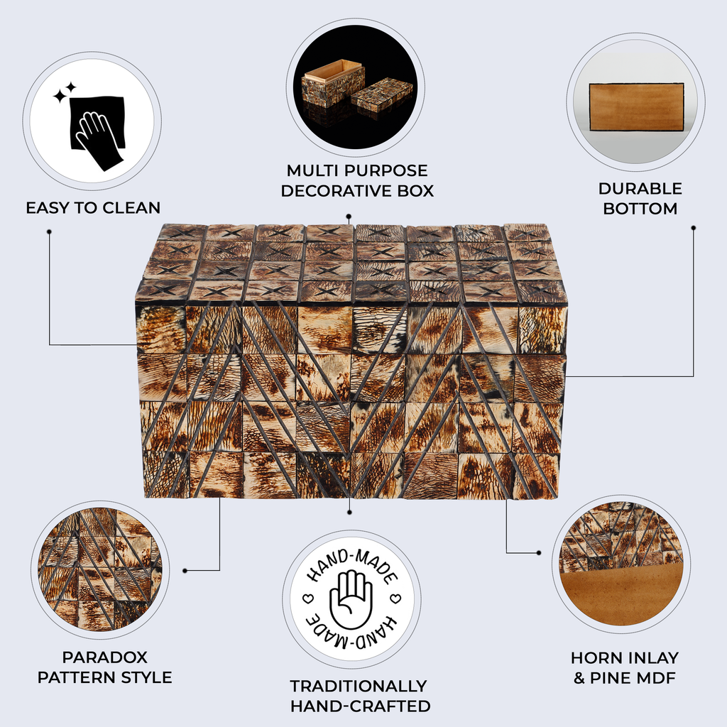 Decorative Box Kept Paradox Collection Horn Inlay available in 7 sizes