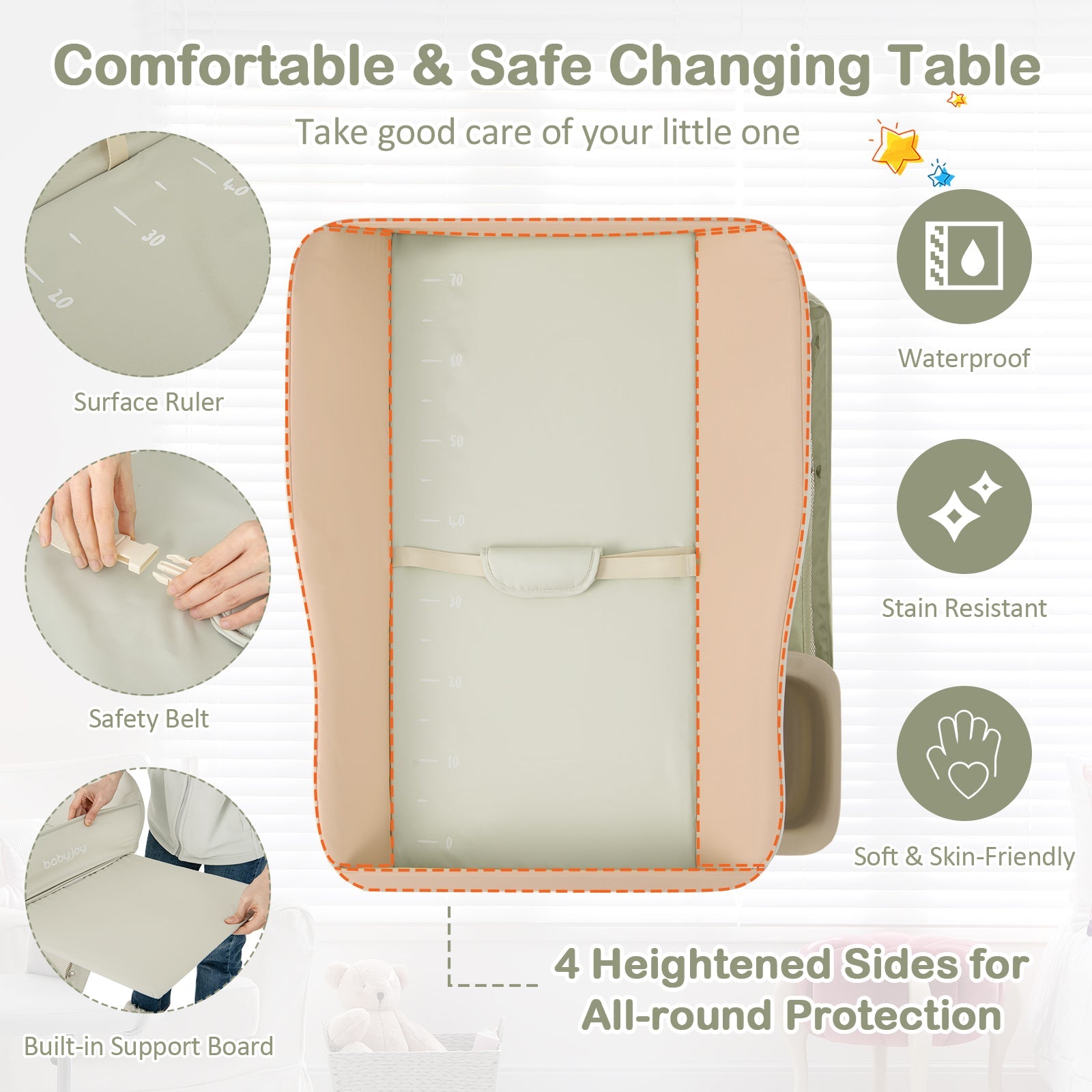 Baby Diaper Changing Table with Water Basin Wheel