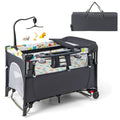 5-in-1 Baby Nursery Center Foldable Toddler Bedside Crib with Music Box