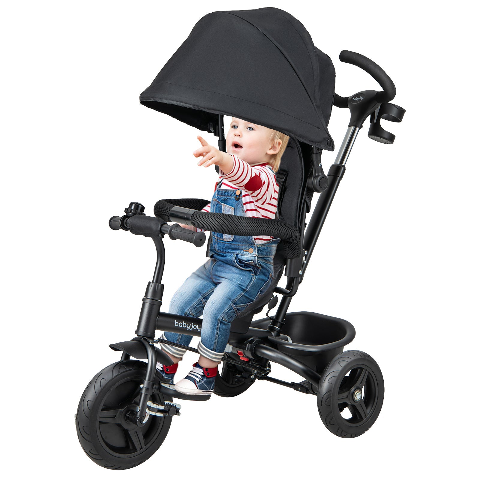 4-in-1 Baby Tricycle Toddler Trike with Reversible Seat and 5-Point Safety Harness