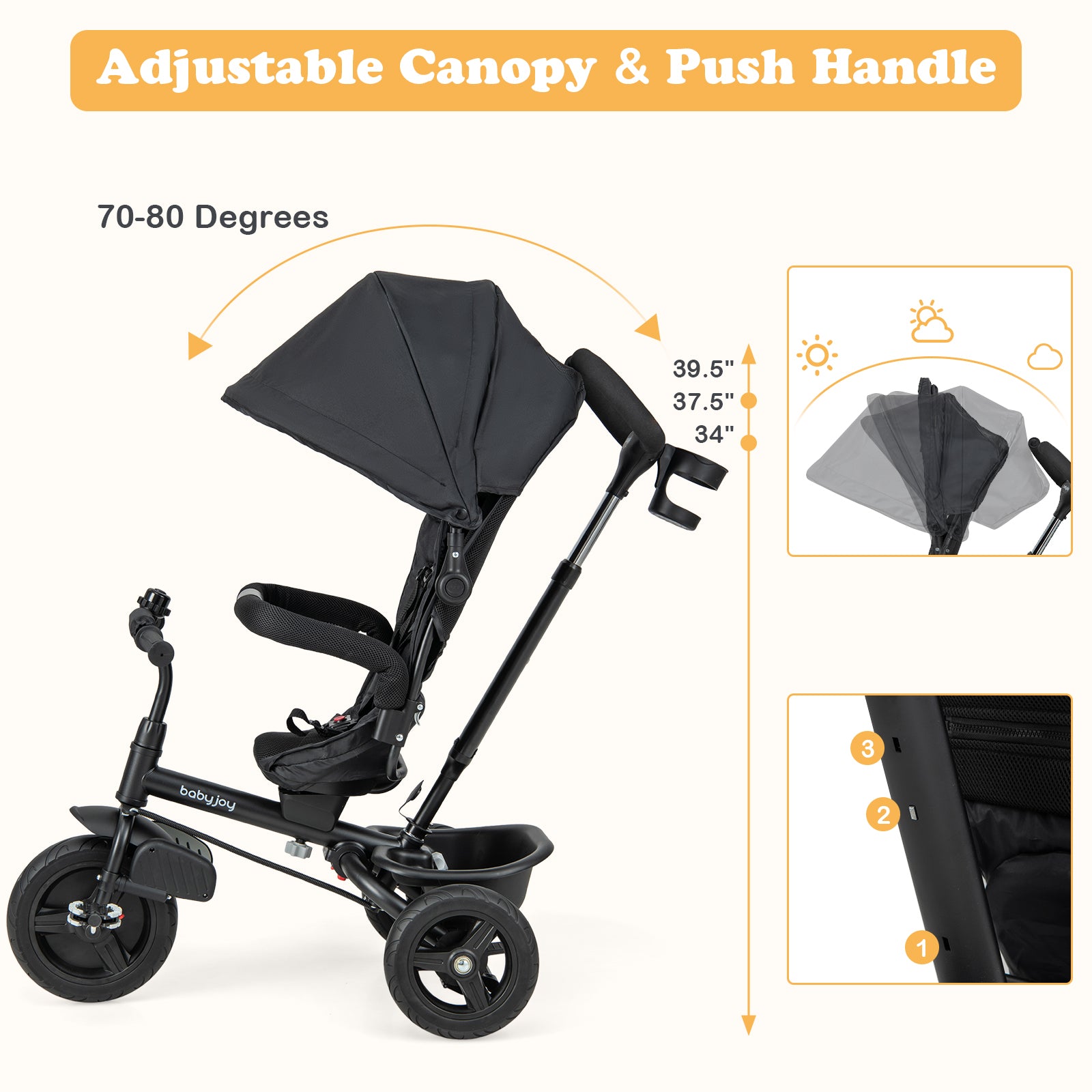 4-in-1 Baby Tricycle Toddler Trike with Reversible Seat and 5-Point Safety Harness
