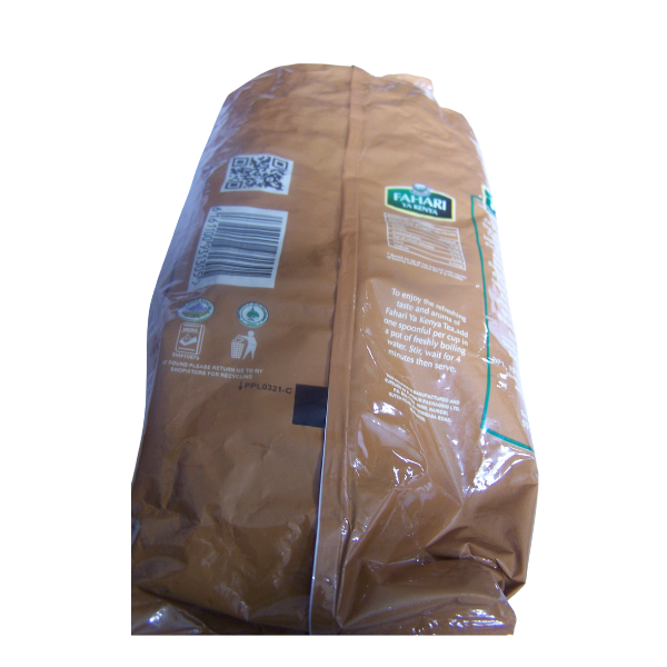 Back packaging view of Fahari Ya Kenya spicy chai tea blend