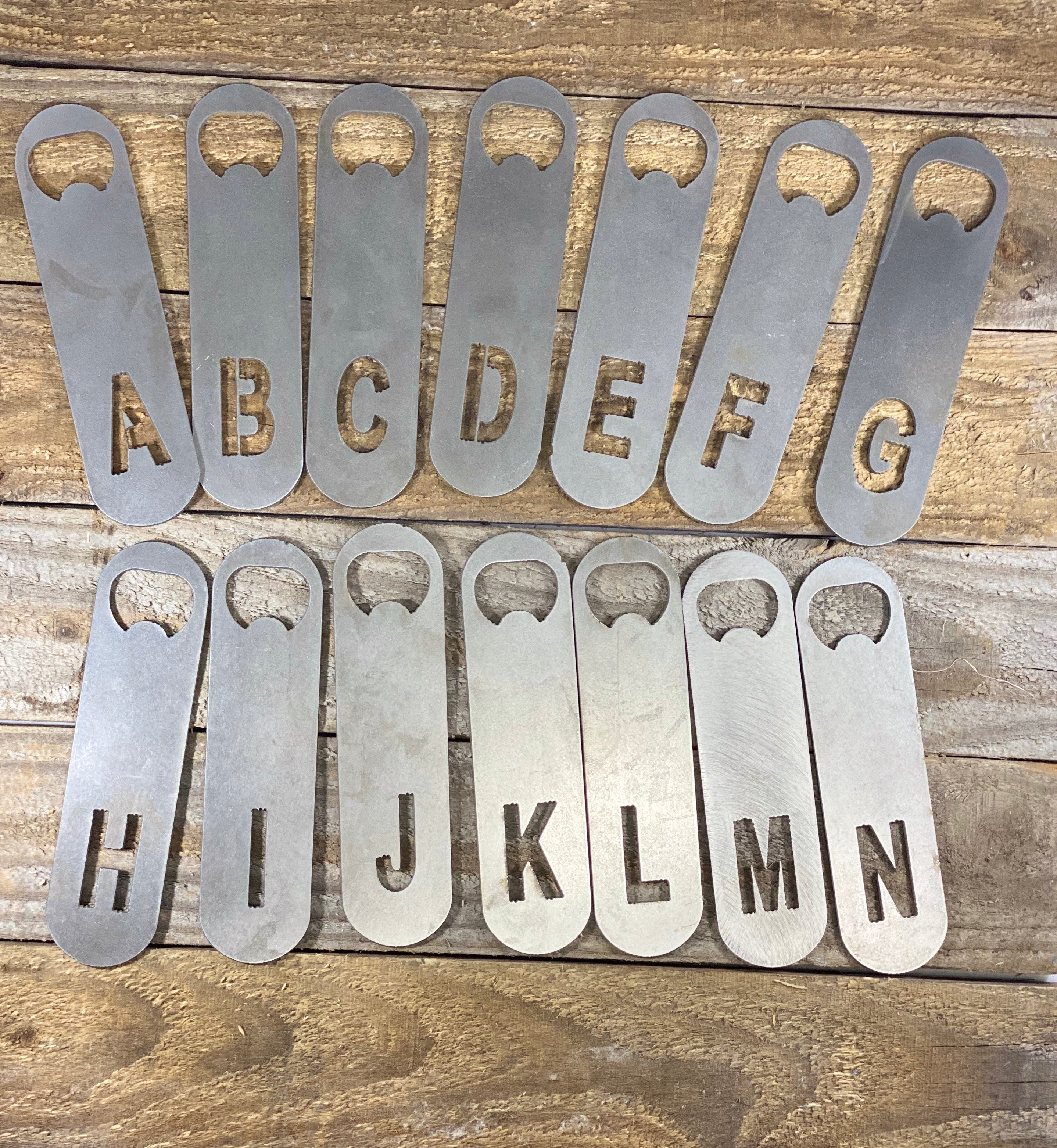 Personalized Last Name Letter Bartender Style Bottle Openers
