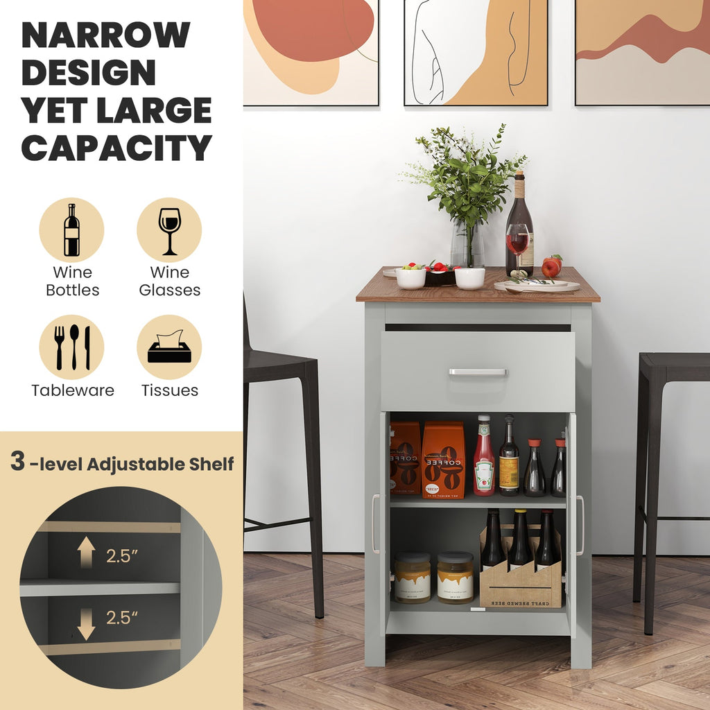 Counter Height Bar Table with Storage Cabinet and Drawer