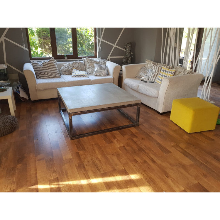 Modern Concrete Coffee Table Barocco Acheron 35.5x20 Metal Legs