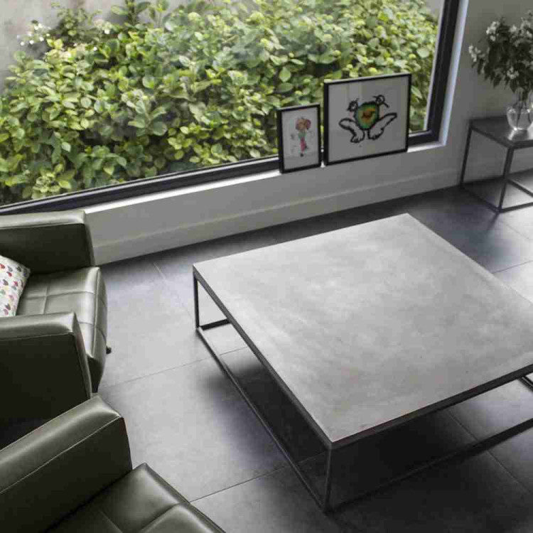 GFRC Concrete Modern Design Coffee Table Steel Legs 47x24x12