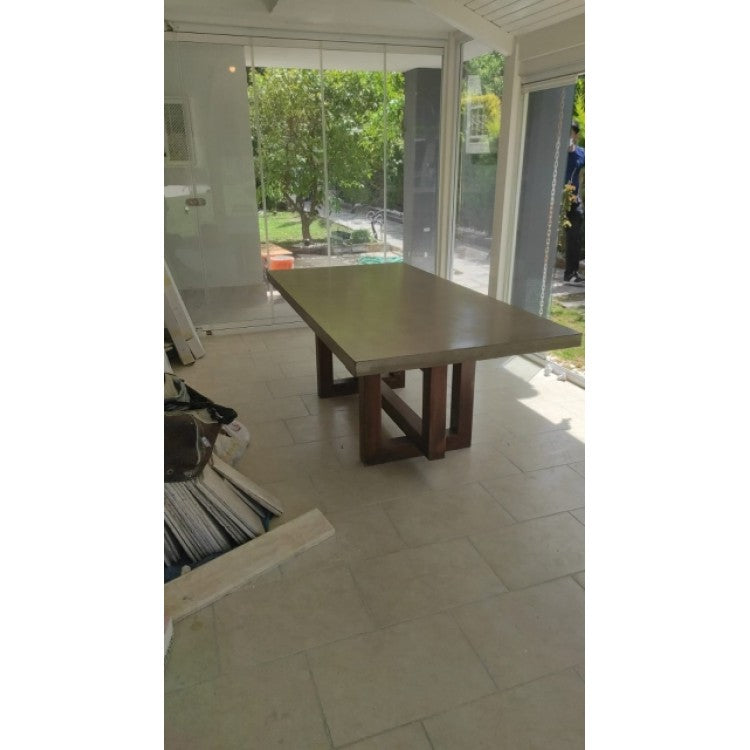 Lightweight Concrete Rectangular Dining Table 47x142 - Industrial