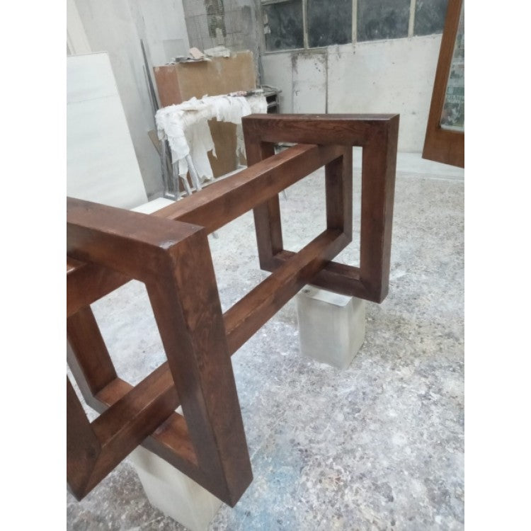 Lightweight Concrete Rectangular Dining Table - Industrial Style with Wood 39x94.5