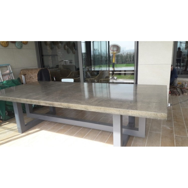 Lightweight Concrete Rectangular Dining Table 47x142 - Industrial