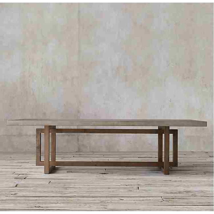 Lightweight Concrete Rectangular Dining Table 47x142 - Industrial