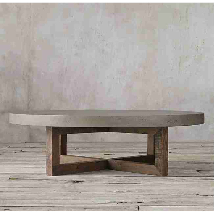 Round Concrete Coffee Table - Industrial Handcrafted Lightweight GFRC 27.5 x 16 inches