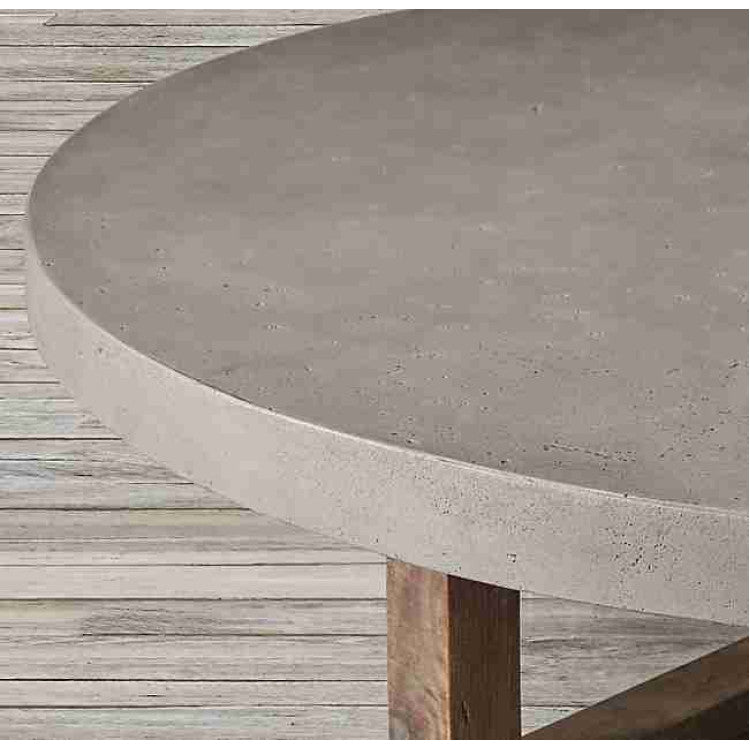 Round Concrete Coffee Table - Industrial Handcrafted Lightweight GFRC 27.5 x 16 inches