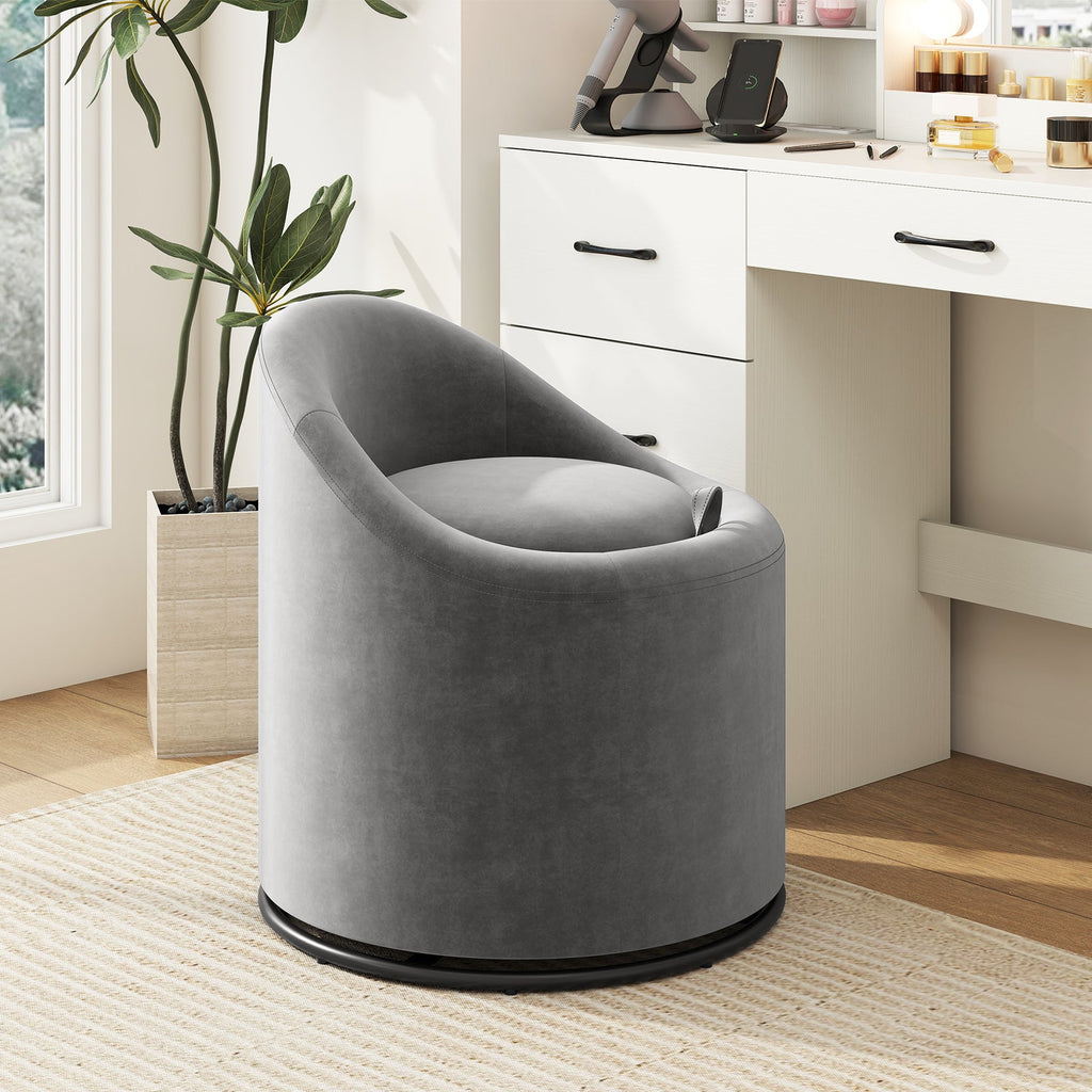 Barrel Chair with Storage 360¬∞ Swivel Upholstered Vanity Chair