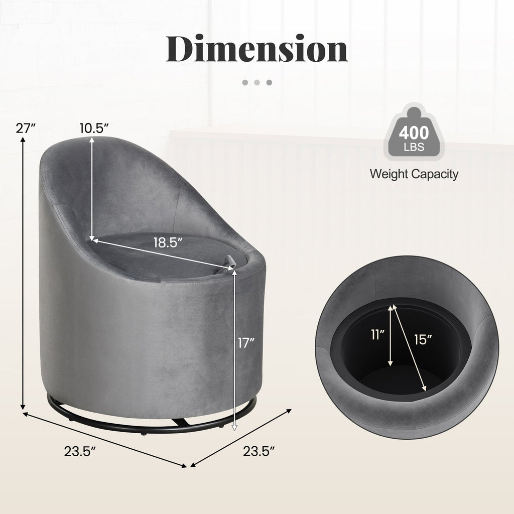 Barrel Chair with Storage 360¬∞ Swivel Upholstered Vanity Chair