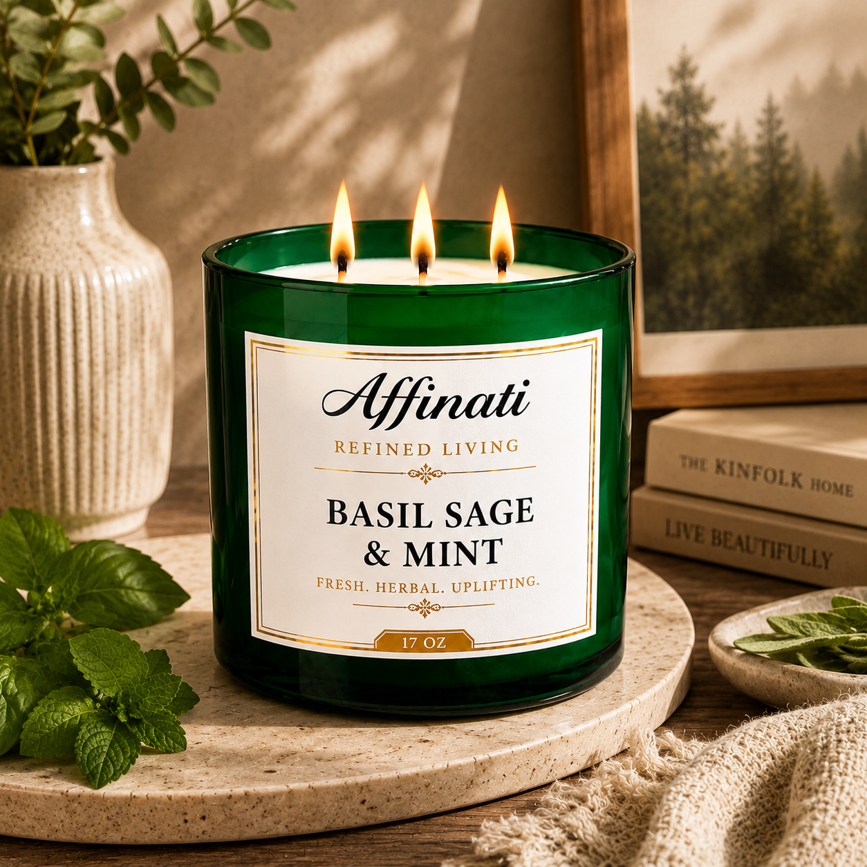 Basil Sage & Mint 3-Wick Candle