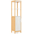 Bathroom Floor Cabinet with Door Shelves Adjustable Shelf-Natural