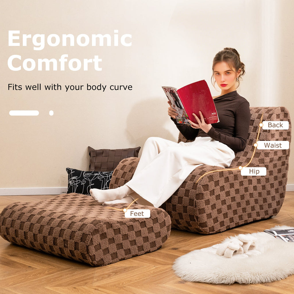 Bean Bag Chair with Ottoman and High Elasticity Sponge